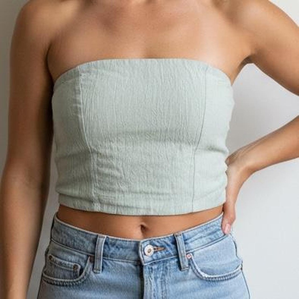 Light Green Strapless Tie-Back Top | Size Small